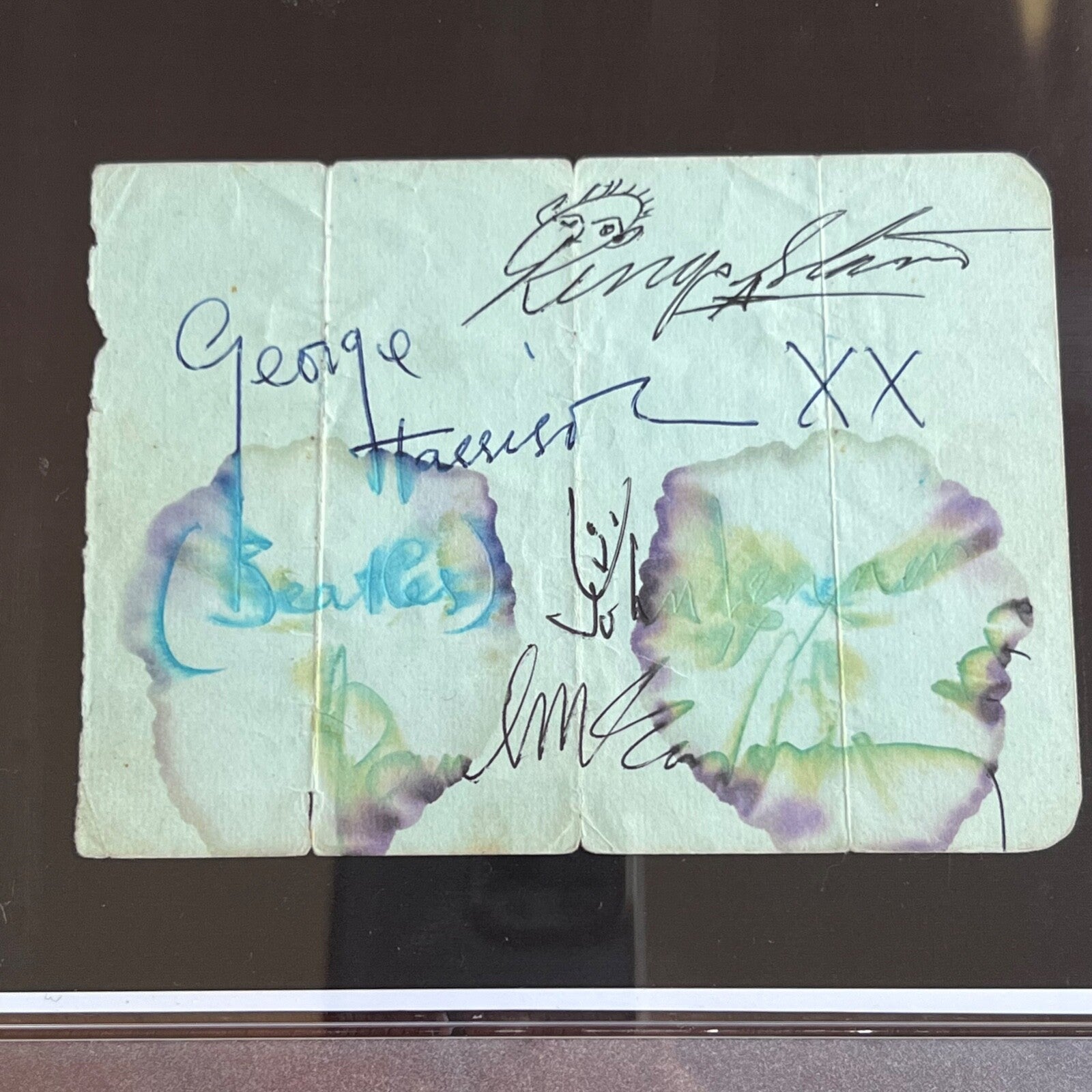 THE BEATLES * PSA * Full Set Autograph Page Signed * John Lennon Paul McCartney