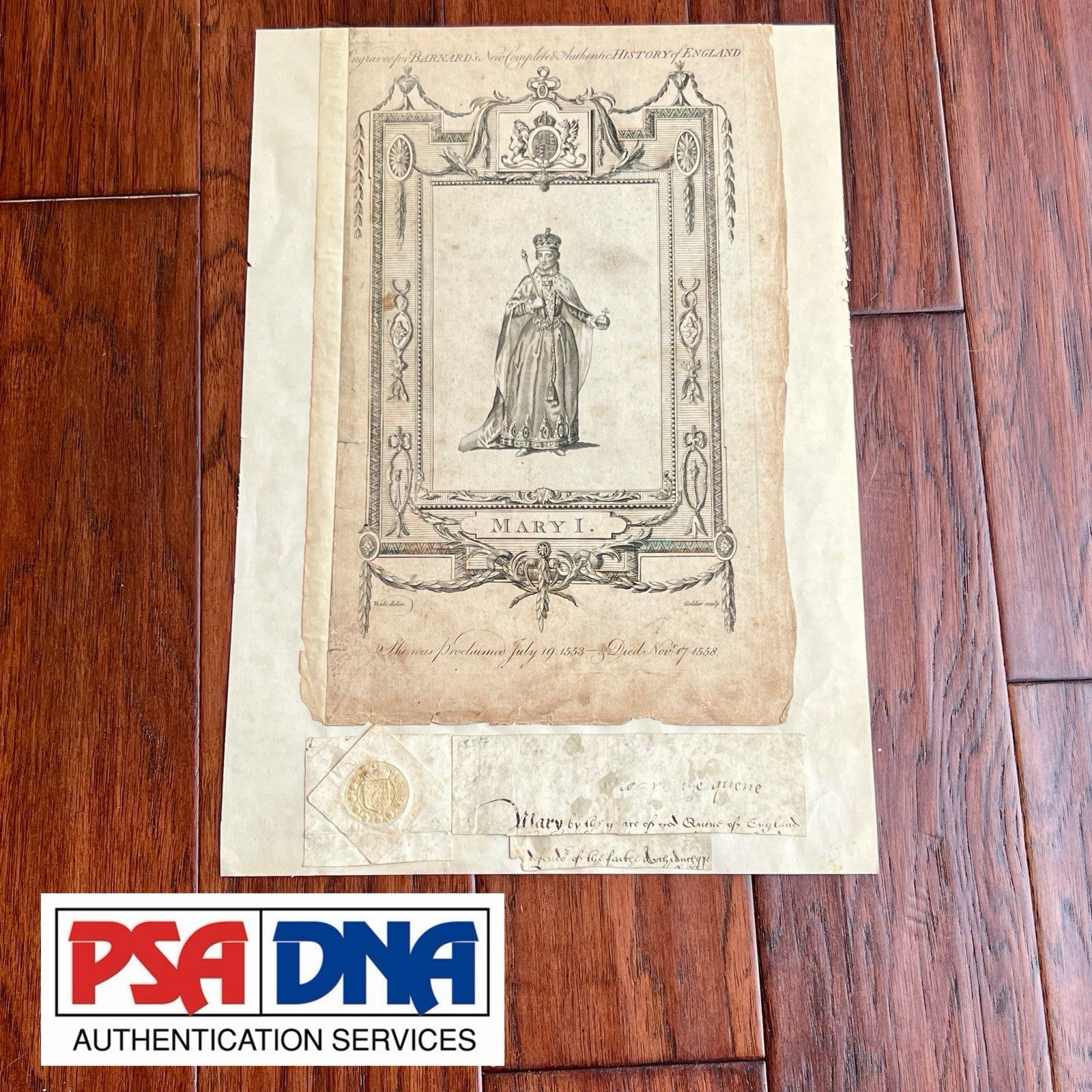 Queen MARY I * PSA * Scarce 1557 "Bloody Mary" Autograph Cut Signature Signed