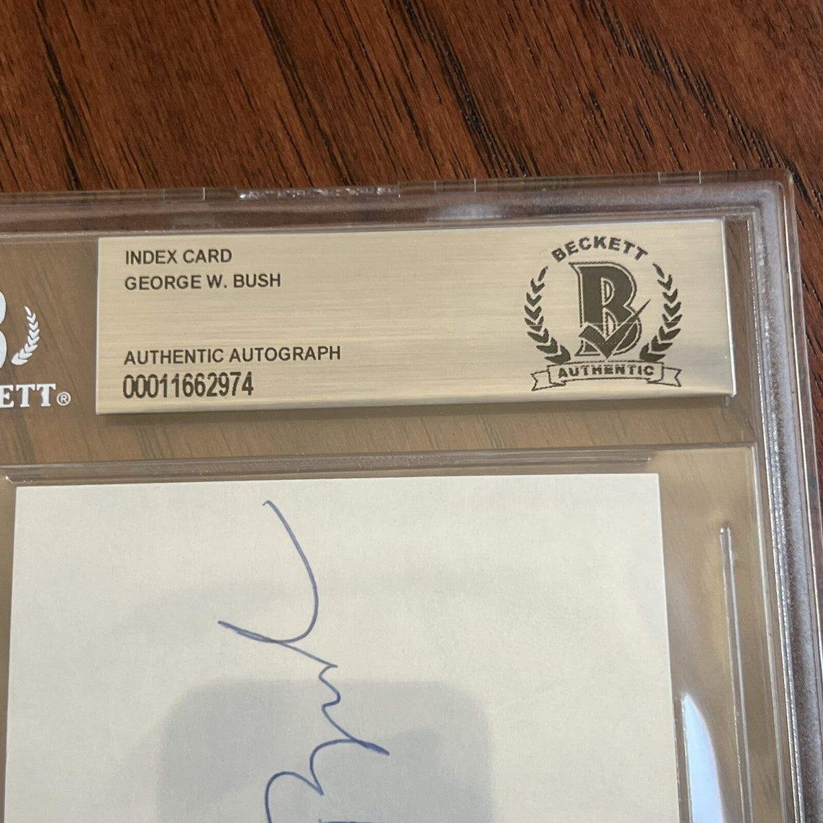 GEORGE W. BUSH * Beckett BAS * Signed Texas Rangers 3x5 Index Card Autograph