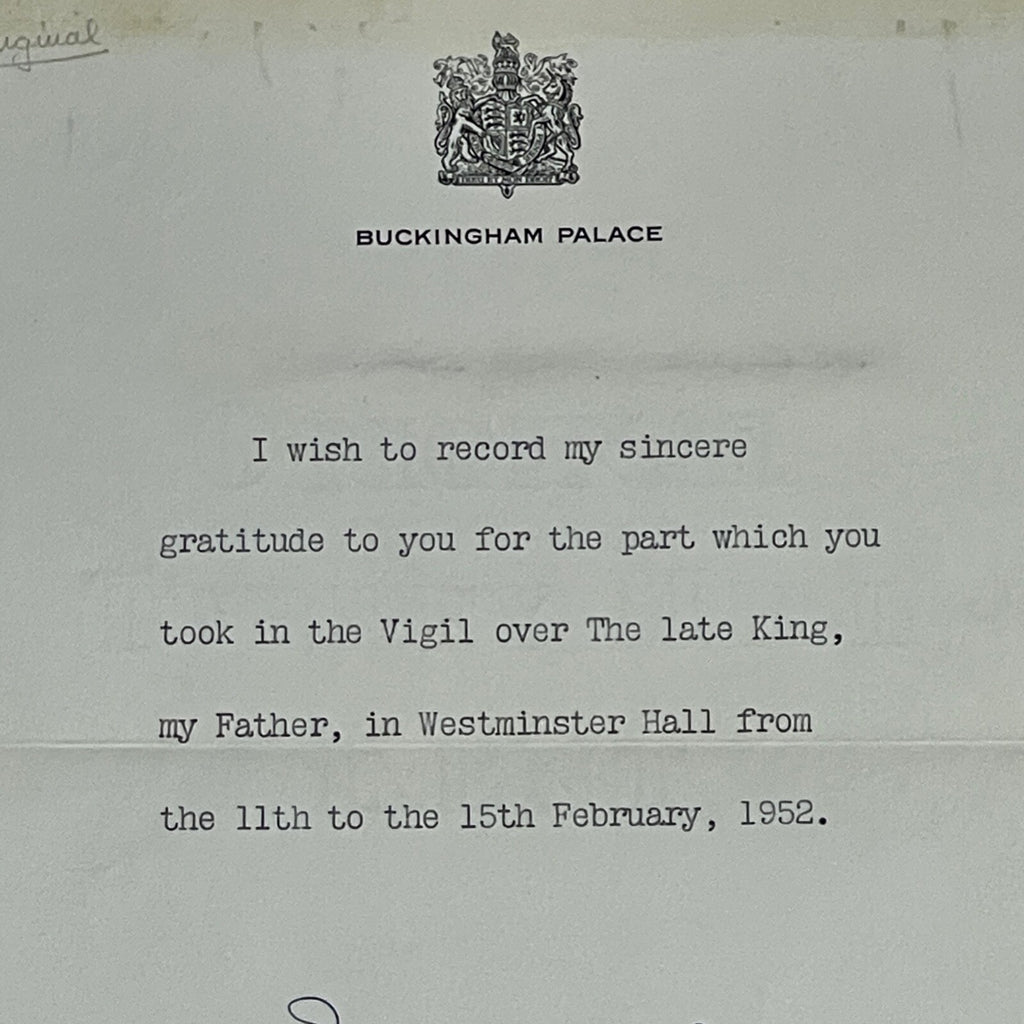 QUEEN ELIZABETH II * JSA * Autograph Letter DEATH OF HER FATHER Signed