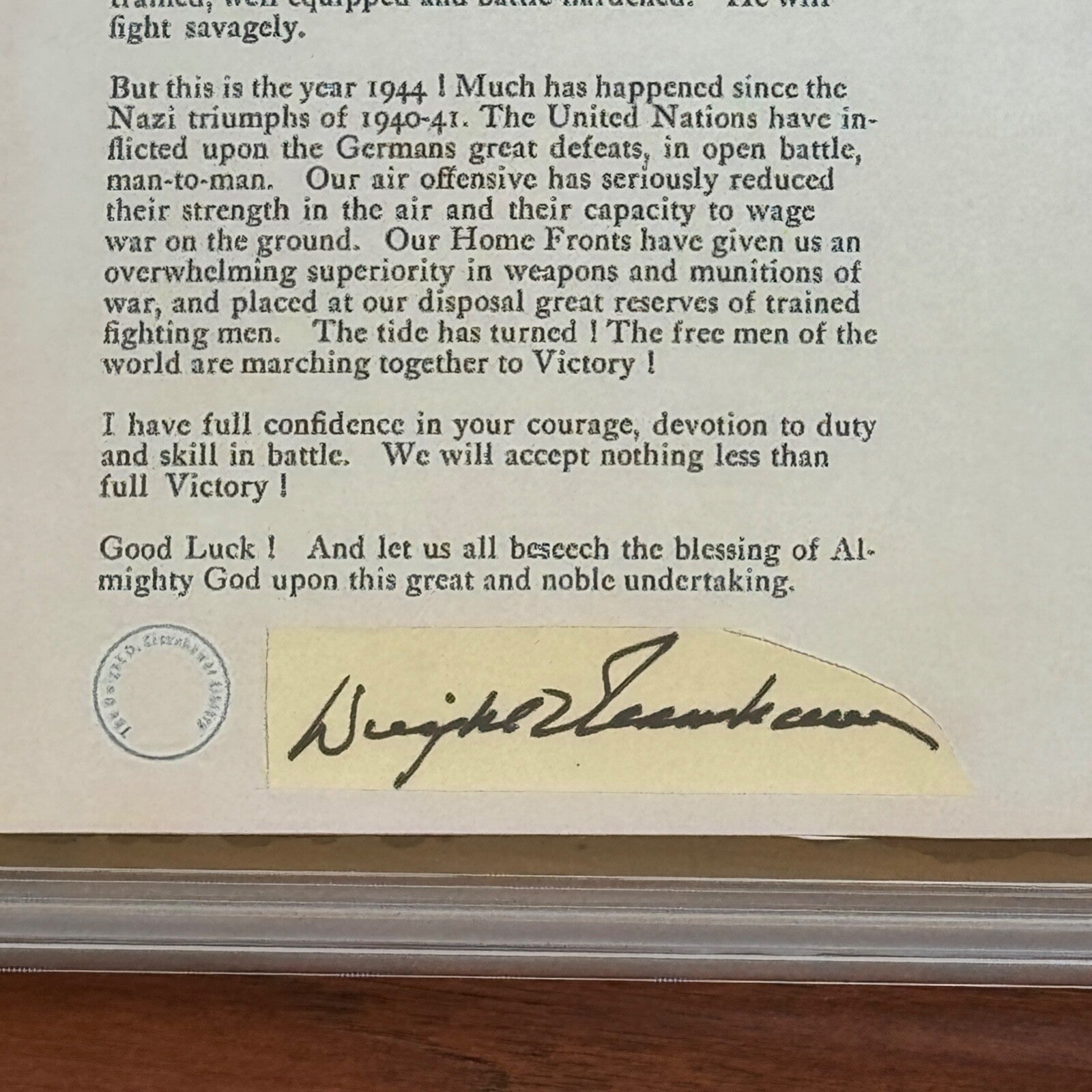 DWIGHT D. EISENHOWER * PSA * Autograph Custom Card D Day Orders Signed * WWII