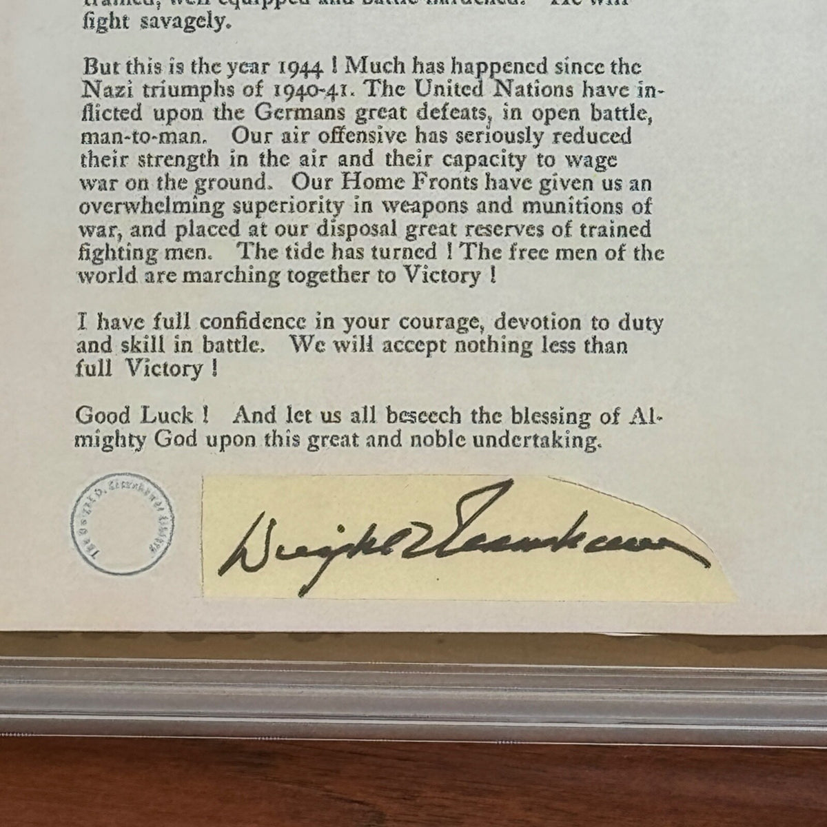 DWIGHT D. EISENHOWER * PSA * Autograph Custom Card D Day Orders Signed * WWII