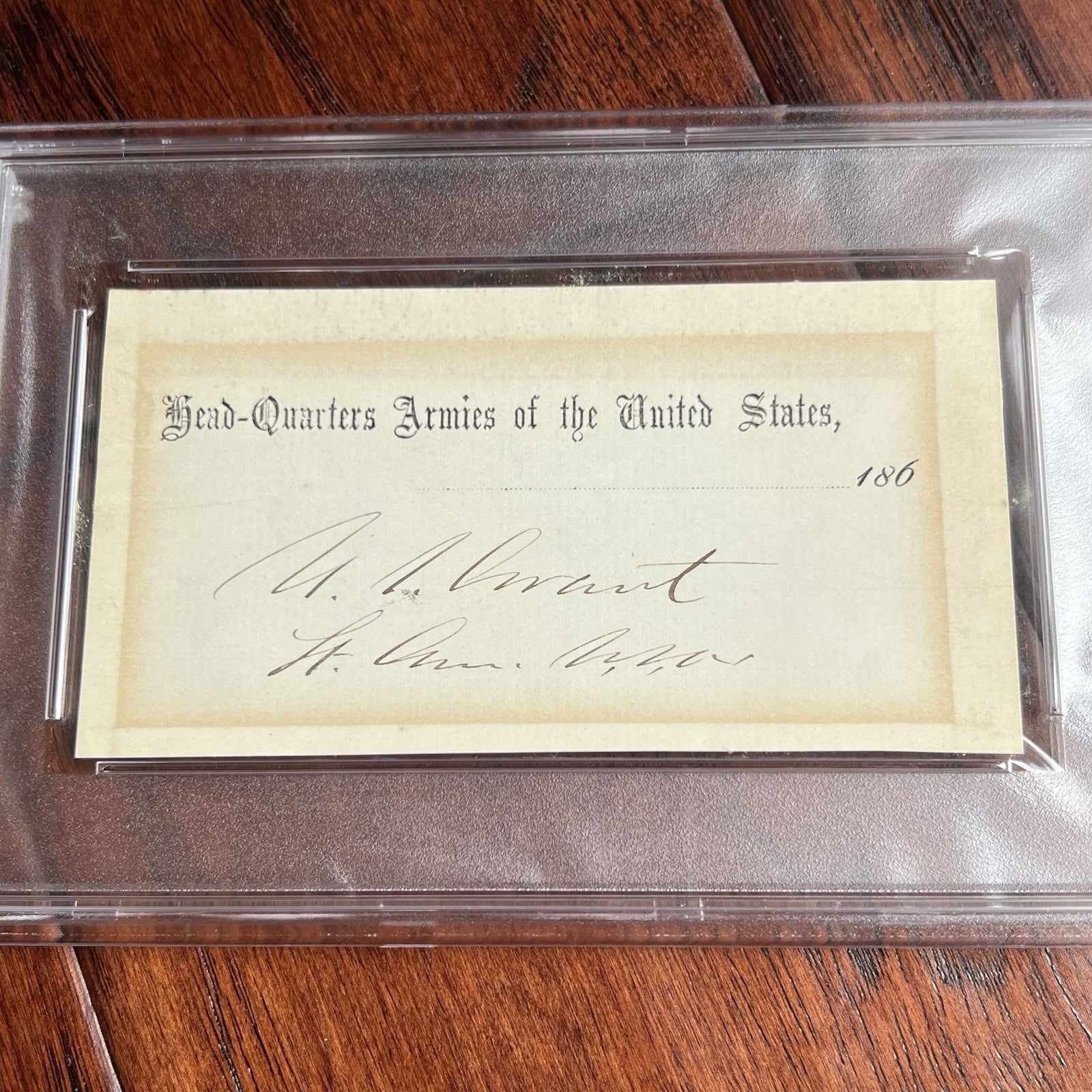 ULYSSES S. GRANT * PSA * Autograph Scarce HEAD-QUARTERS U.S. ARMIES Rank Signed