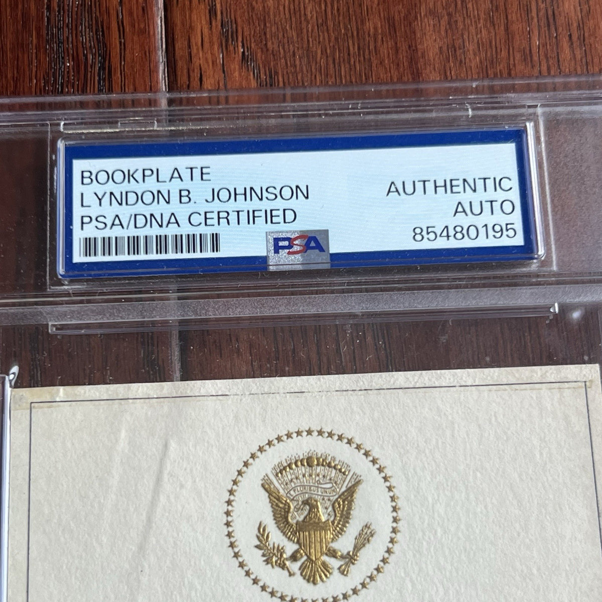 LYNDON B. JOHNSON * PSA/DNA * Autograph Bookplate Signed * LBJ President Seal