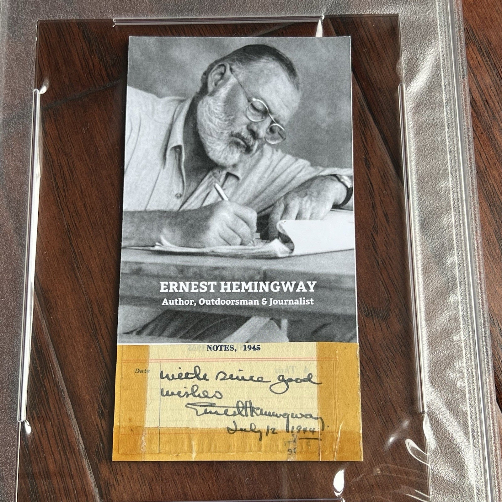 ERNEST HEMINGWAY  * PSA * Cut Autograph CUSTOM CARD Signed * 1944
