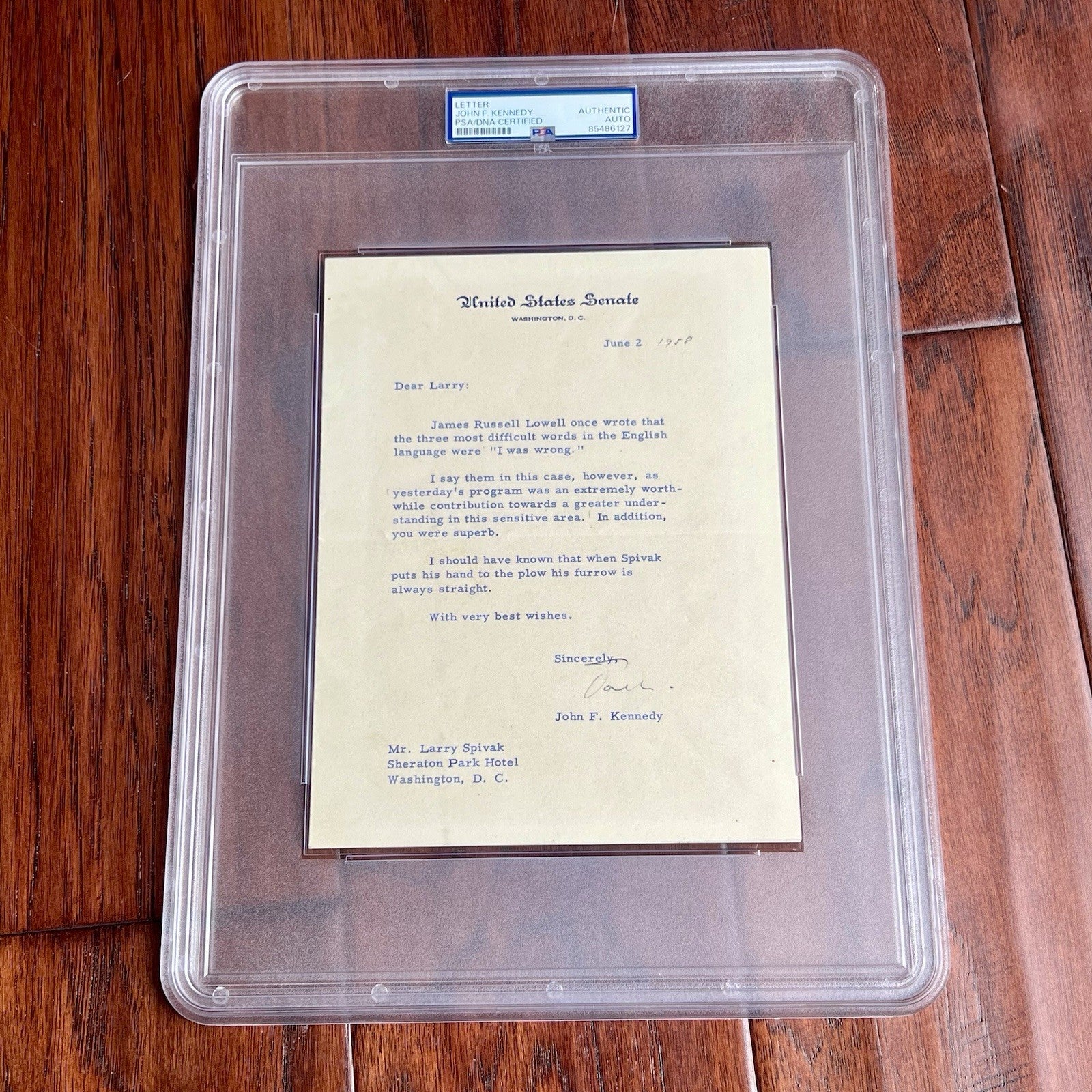 JOHN F. KENNEDY * PSA * "I WAS WRONG" AUTOGRAPH Letter Signed Nuclear Content