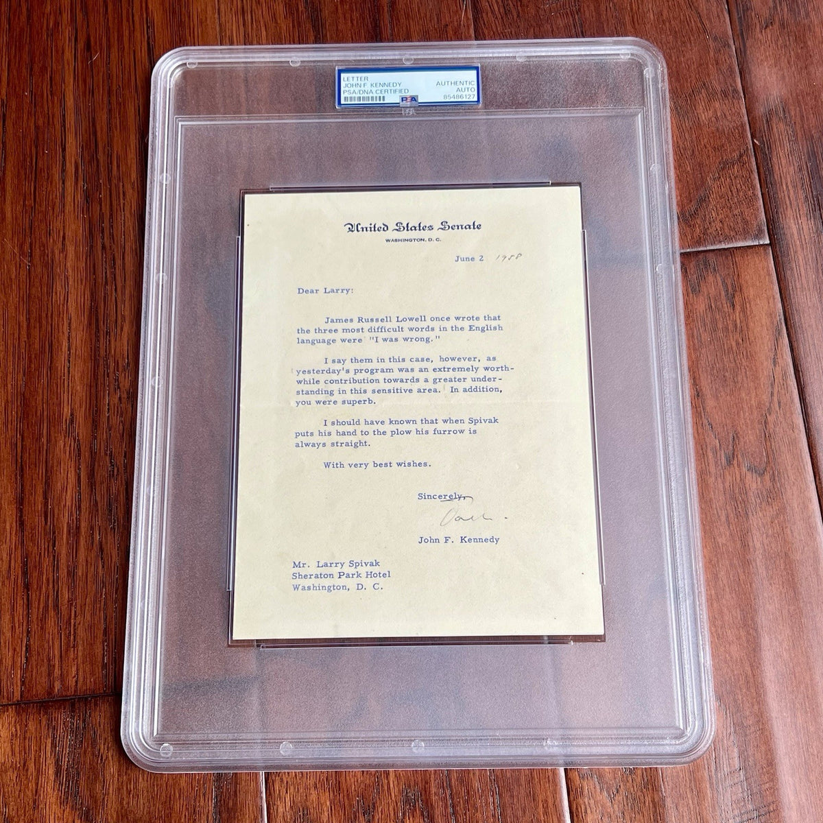 JOHN F. KENNEDY * PSA * "I WAS WRONG" AUTOGRAPH Letter Signed Nuclear Content