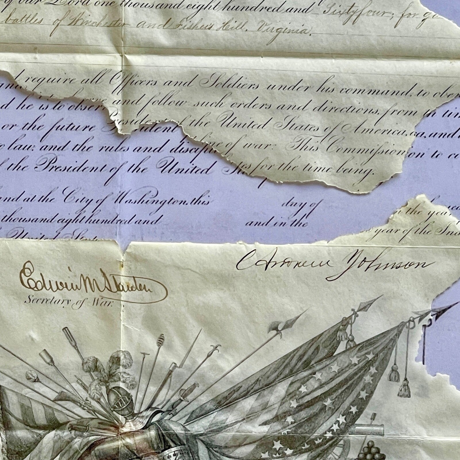 GEORGE CUSTER * PSA * Autograph MAJOR GEN. Promotion Signed by ANDREW JOHNSON