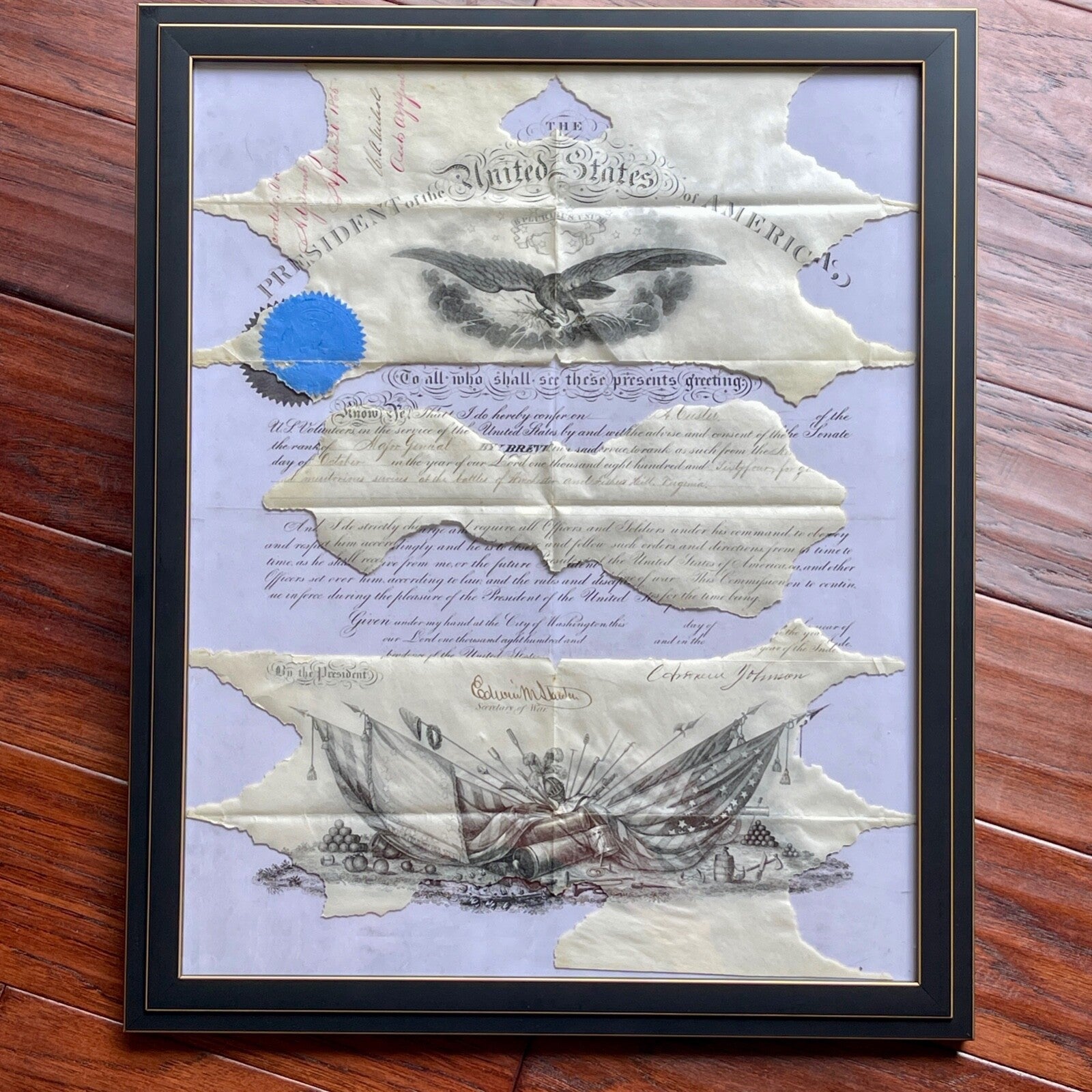 GEORGE CUSTER * PSA * Autograph MAJOR GEN. Promotion Signed by ANDREW JOHNSON