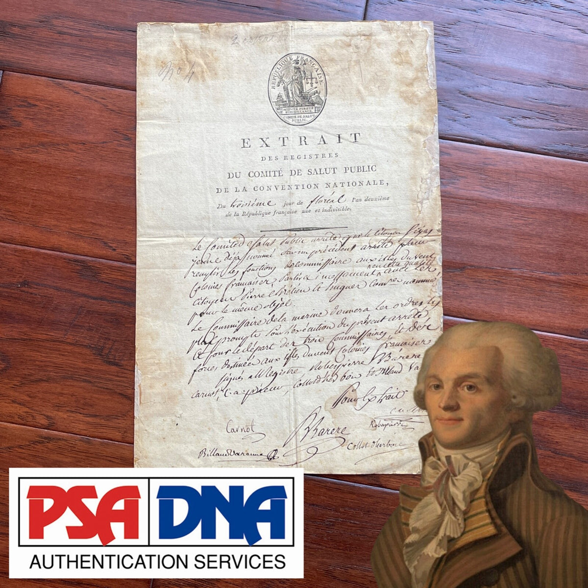 MAXIMILIEN ROBESPIERRE * PSA * Autograph "REIGN OF TERROR" Public Safety SIGNED