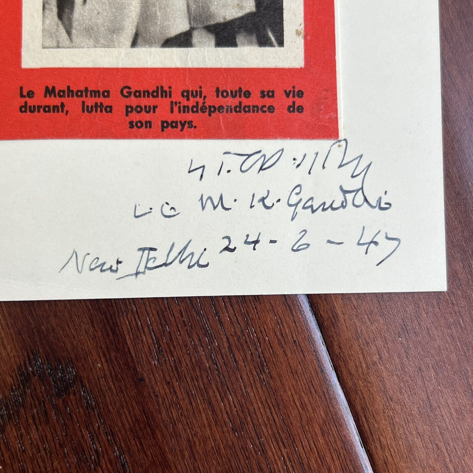 MAHATMA GANDHI * JSA * Double Signed AUTOGRAPH Photo * New Delhi