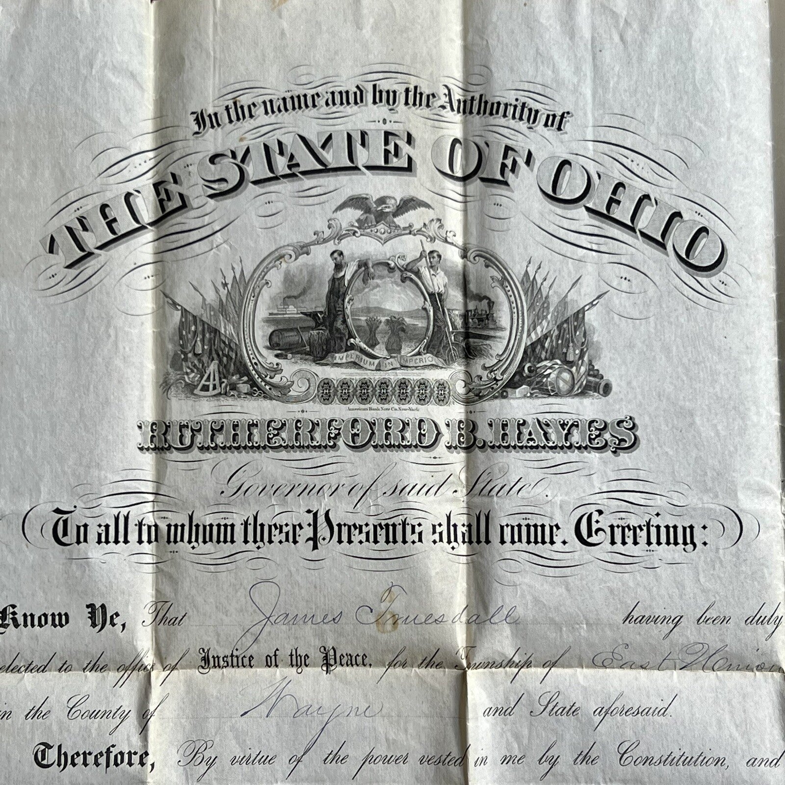 RUTHERFORD B. HAYES * JSA * Autograph State of Ohio Document Signed President