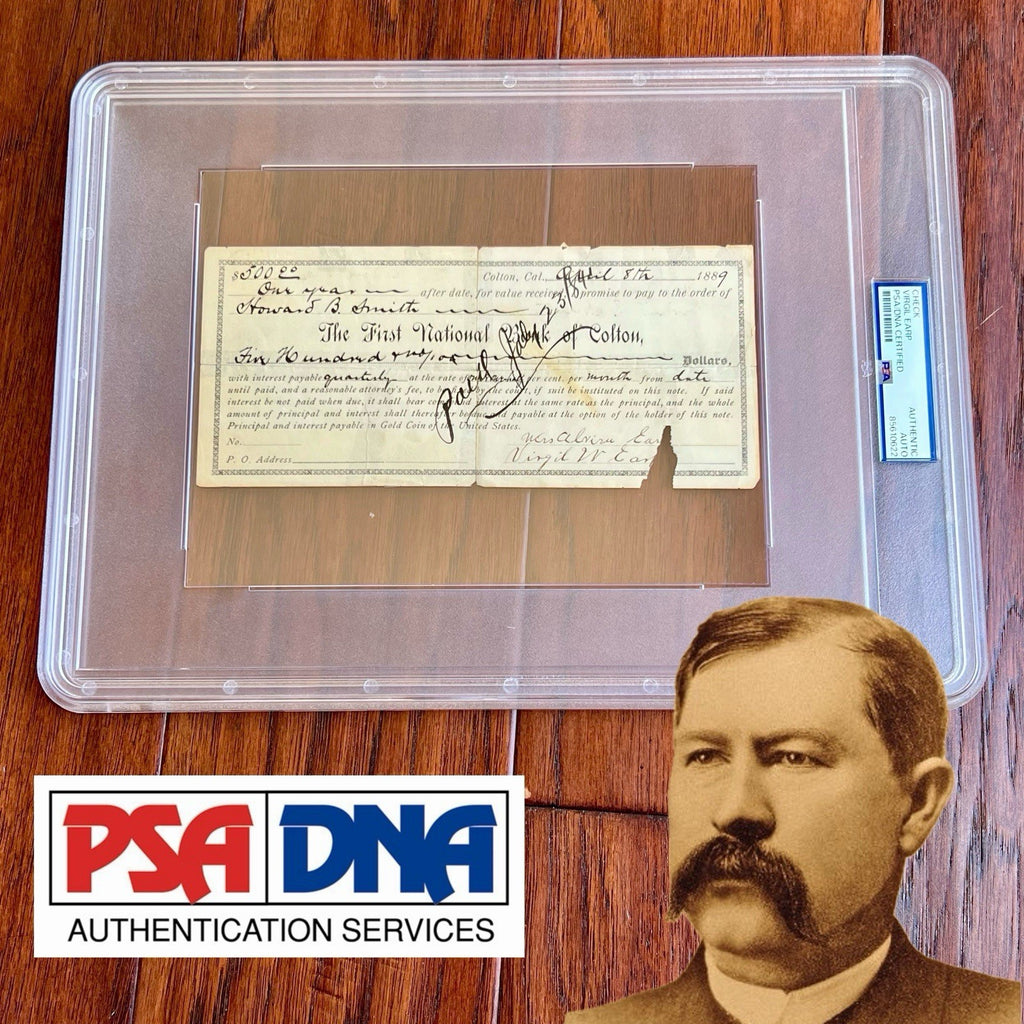 VIRGIL EARP * PSA * OK CORRAL Marshal AUTOGRAPH Loan Document SIGNED WYATT Bro