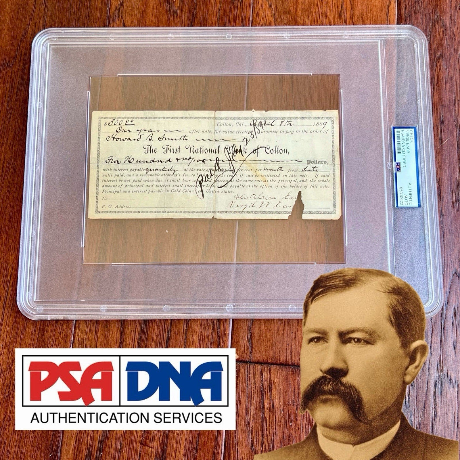 VIRGIL EARP * PSA * OK CORRAL Marshal AUTOGRAPH Loan Document SIGNED WYATT Bro