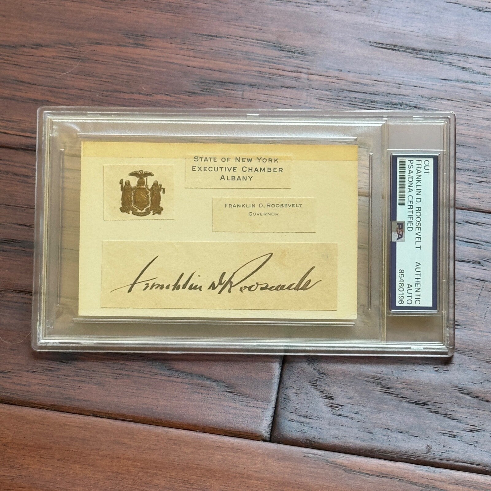 FRANKLIN D. ROOSEVELT * PSA * Autograph Cut Signature Card as NY Governor * FDR