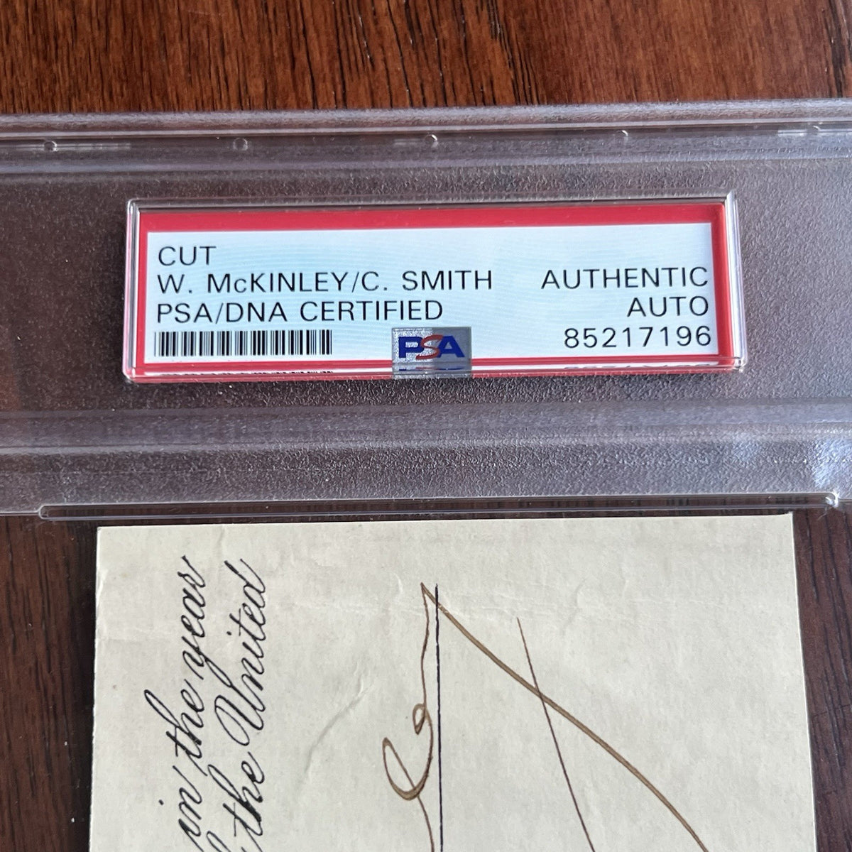 WILLIAM MCKINLEY * PSA * Authentic AUTOGRAPH Cut Signature AS PRESIDENT * 1899