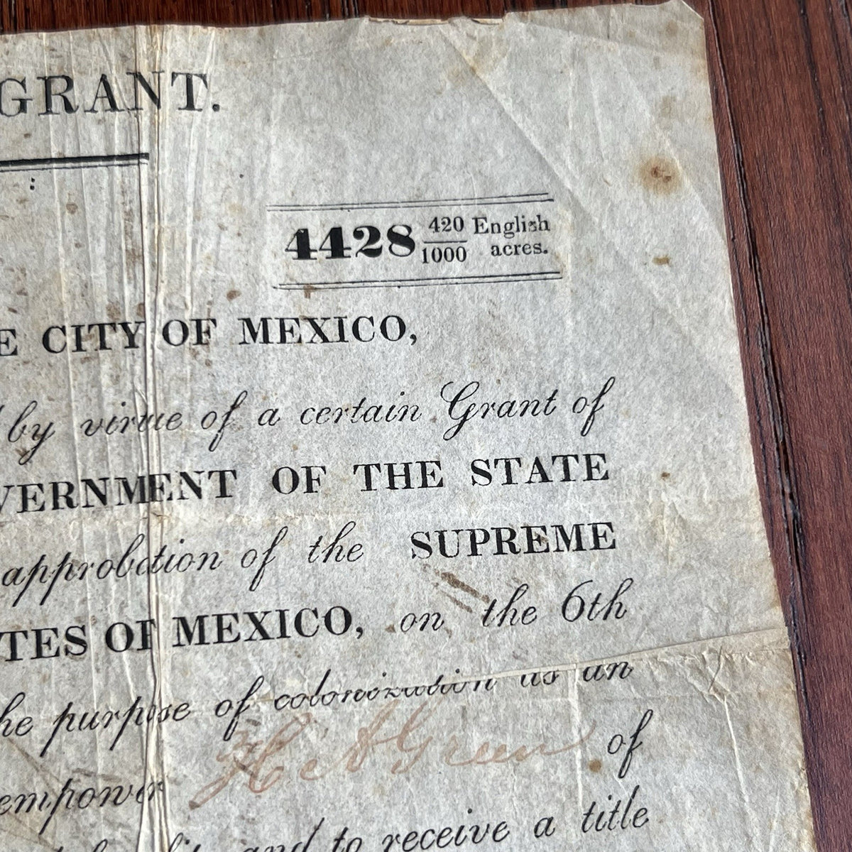 TEXAS COLONIZATION LAND GRANT * John Dominguez Signed Texana 1831 Broadside