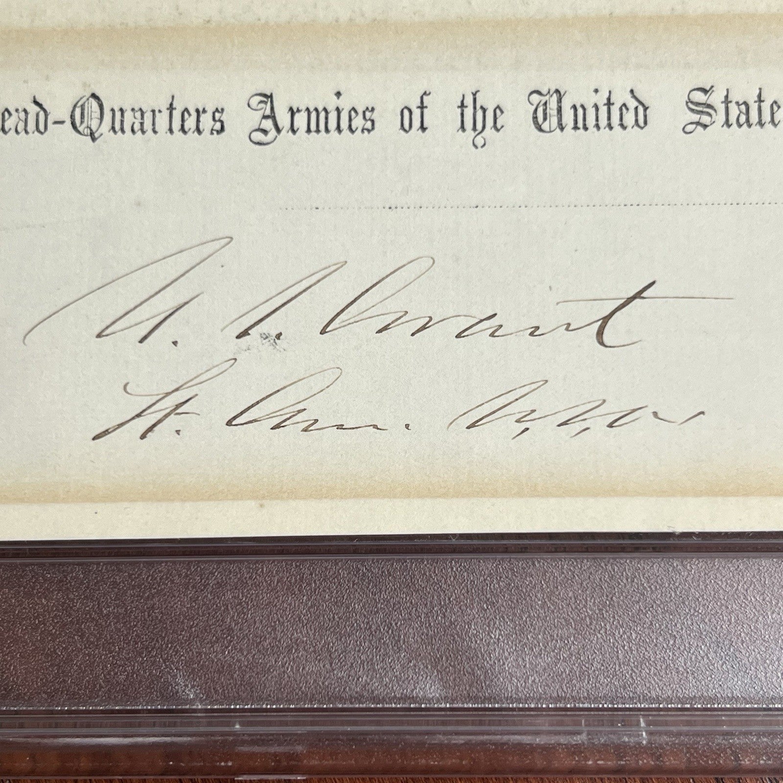 ULYSSES S. GRANT * PSA * Autograph Scarce HEAD-QUARTERS U.S. ARMIES Rank Signed