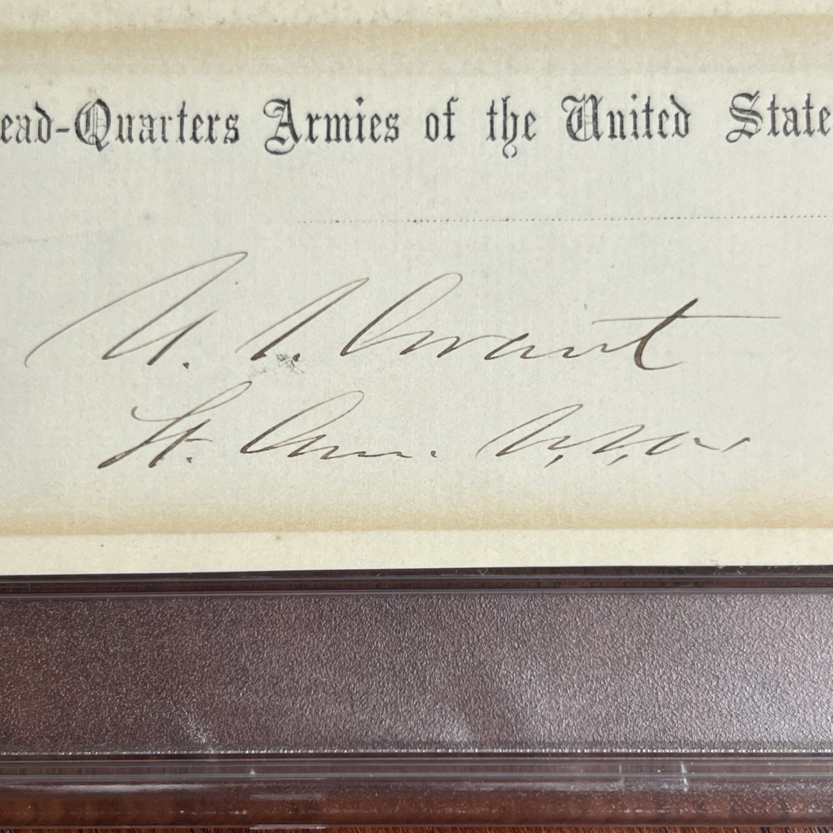 ULYSSES S. GRANT * PSA * Autograph Scarce HEAD-QUARTERS U.S. ARMIES Rank Signed