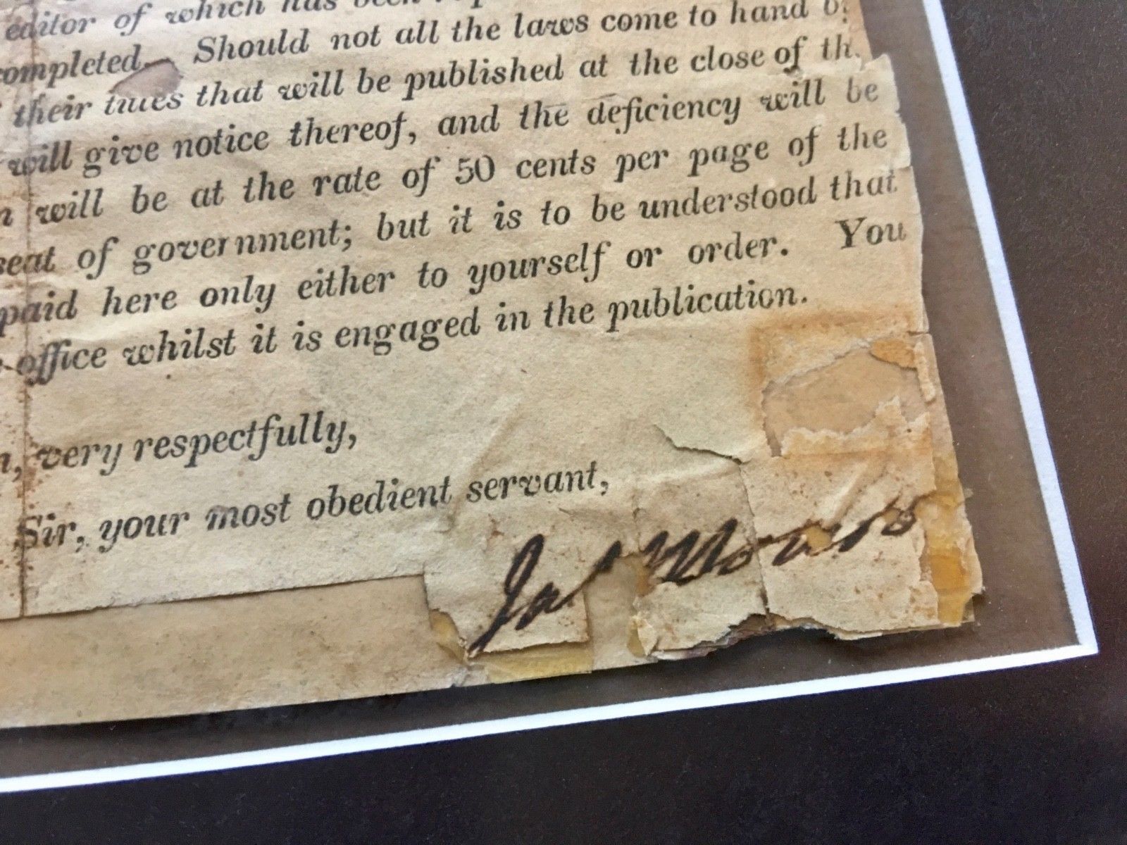 JAMES MONROE * Double (2x) AUTOGRAPH SIGNED as Secretary of State