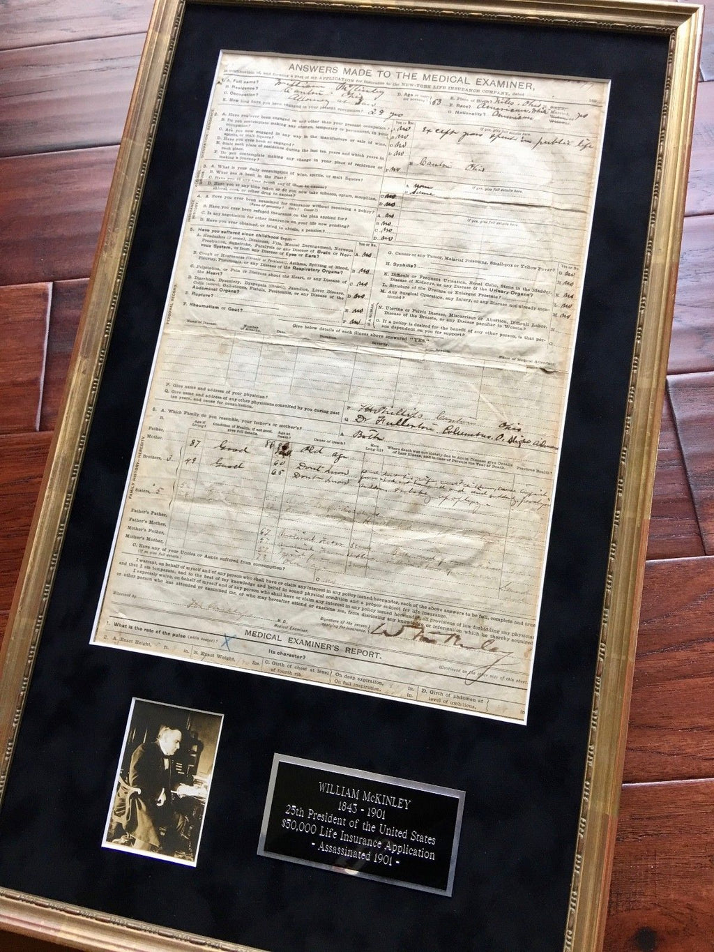 WILLIAM McKINLEY * Life Insurance Policy President Nominee * 2x SIGNED AUTOGRAPH