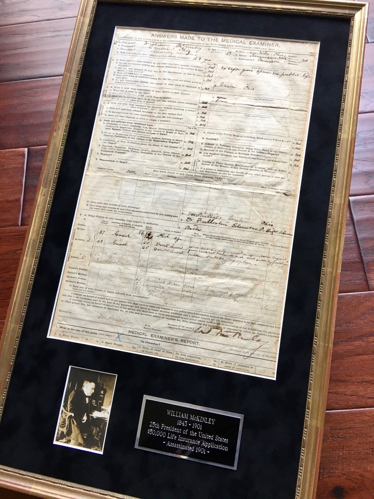 WILLIAM McKINLEY * Life Insurance Policy President Nominee * 2x SIGNED AUTOGRAPH