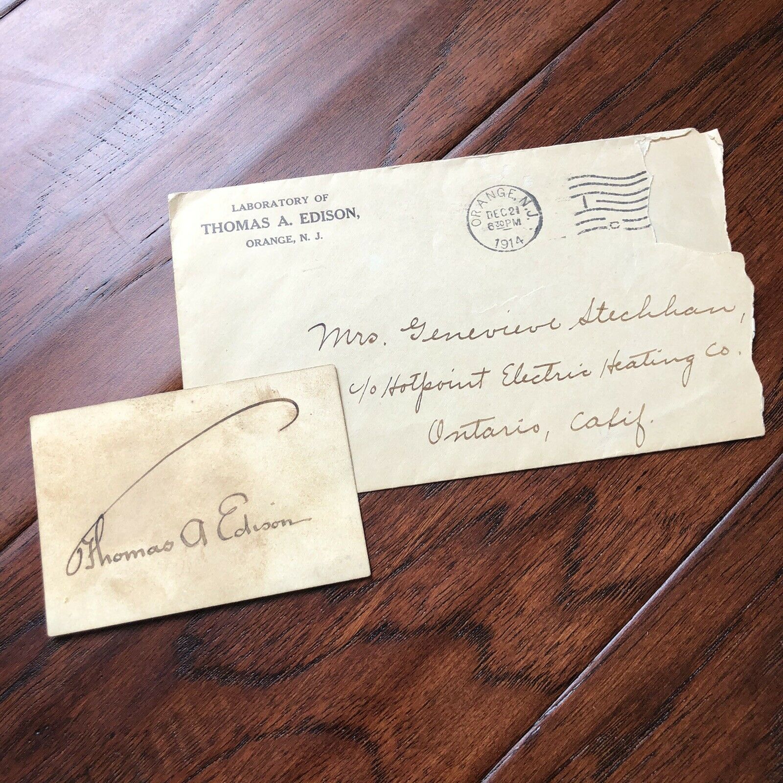 THOMAS EDISON * JSA LOA * Full Signature Autograph on Signed Card * Inventor
