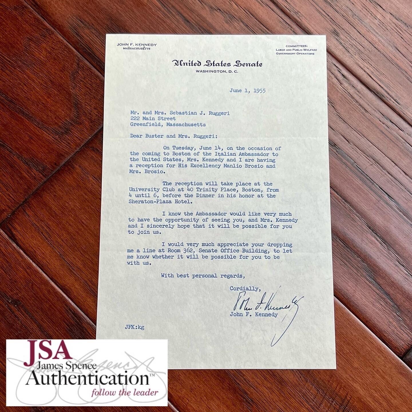 JOHN F. KENNEDY * JSA * Full Signature Autograph Letter Signed to WWII Friend