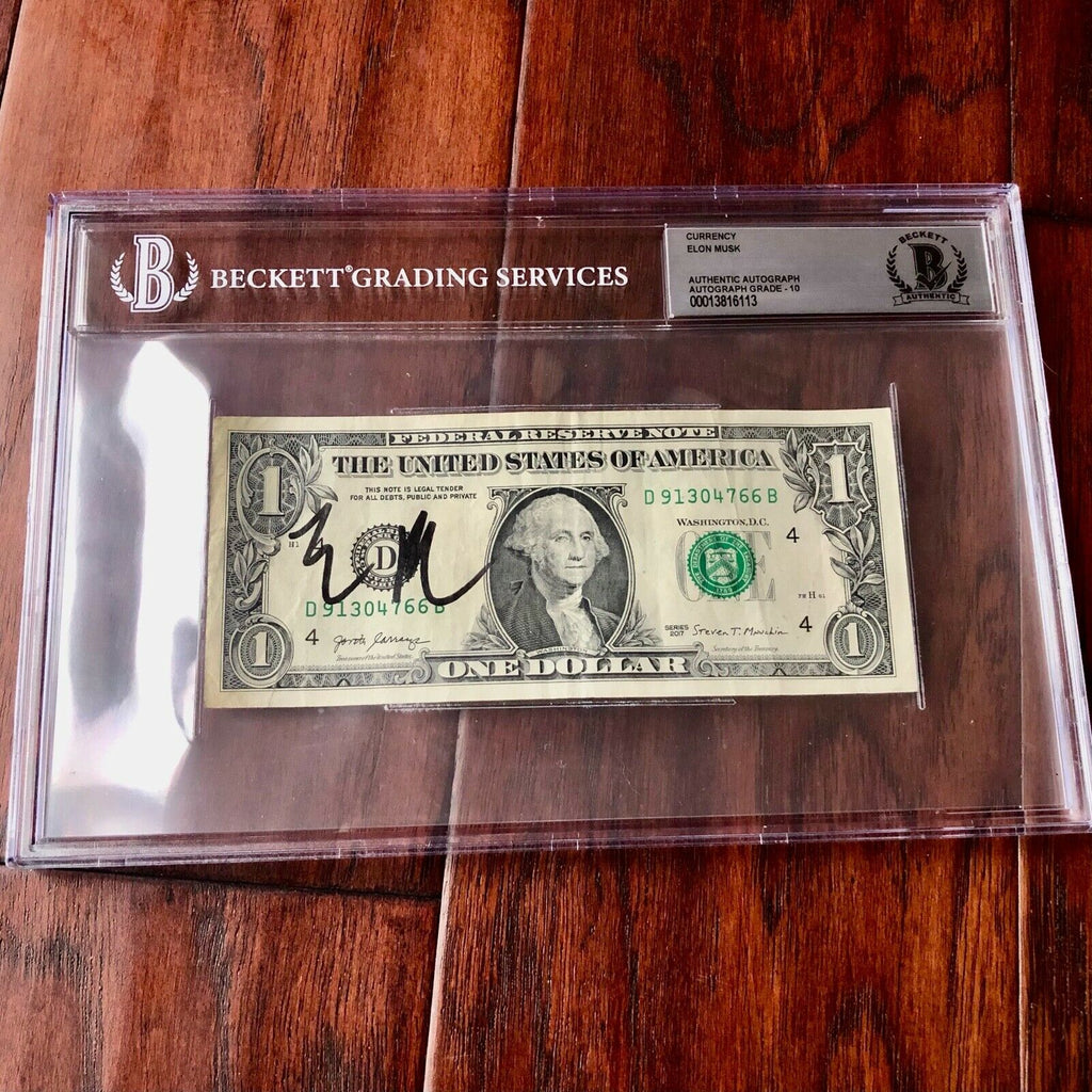 ELON MUSK * BAS Beckett * Graded 10 Autograph Dollar Bill Signed *