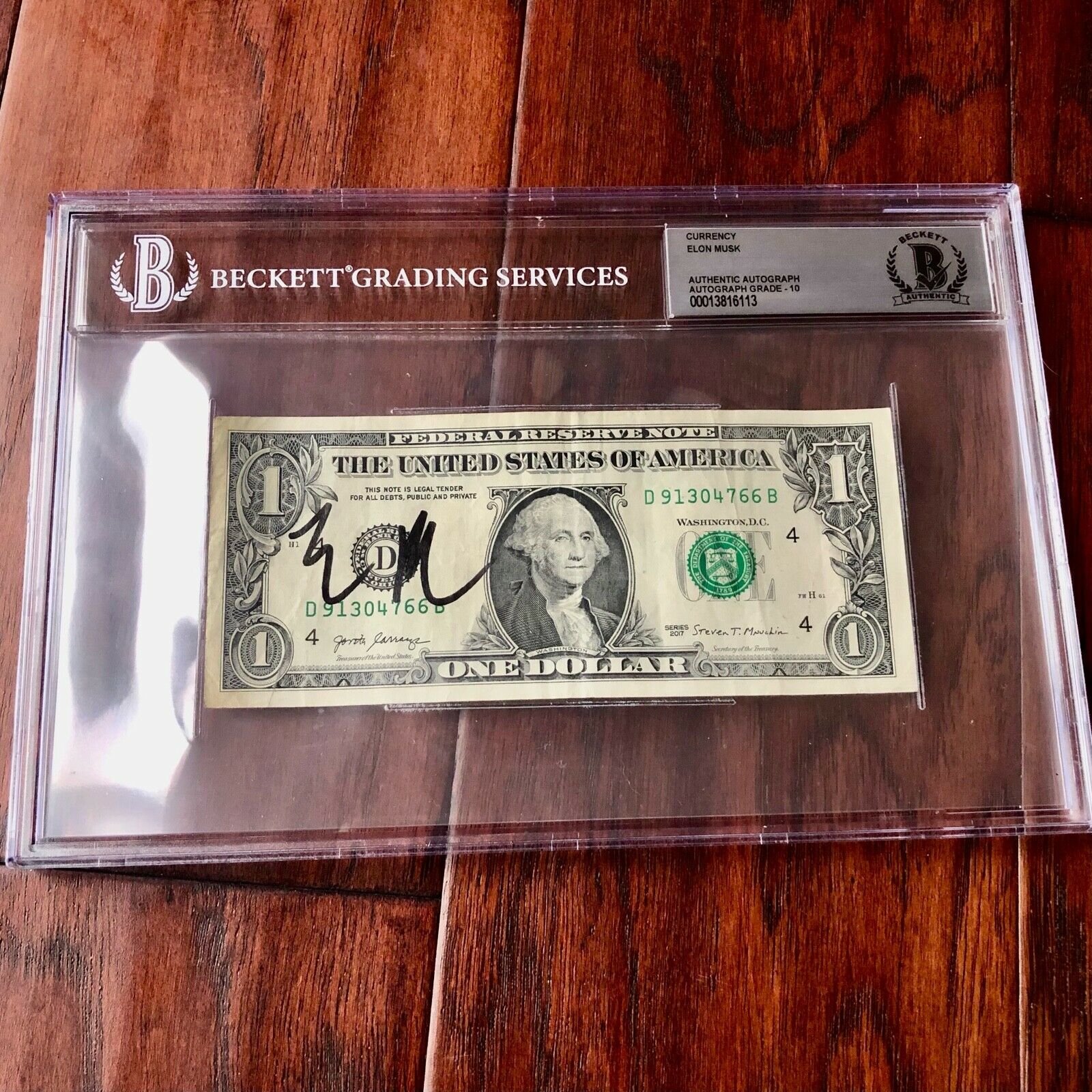 ELON MUSK * BAS Beckett * Graded 10 Autograph Dollar Bill Signed *
