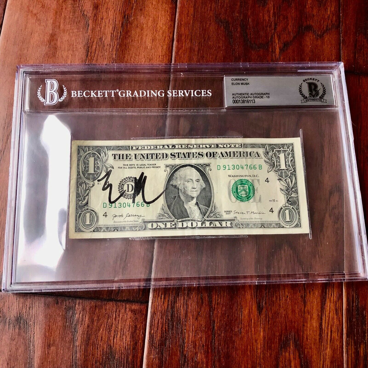 ELON MUSK * BAS Beckett * Graded 10 Autograph Dollar Bill Signed *