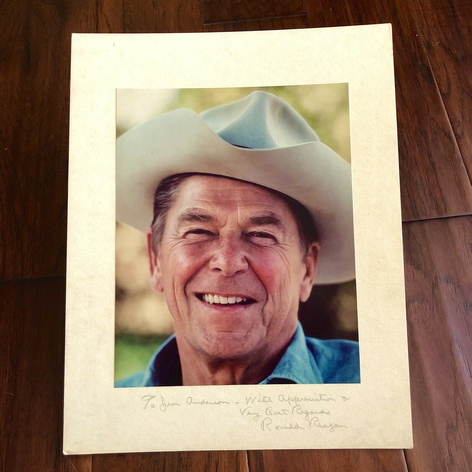 Ronald Reagan * JSA LOA * Autograph Iconic Cowboy Hat Ranch Photo Signed *