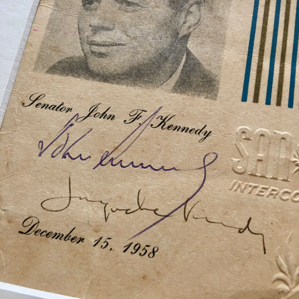 JOHN F. KENNEDY * JACQUELINE KENNEDY Scarce AUTOGRAPH Duo Signed * JFK 1958