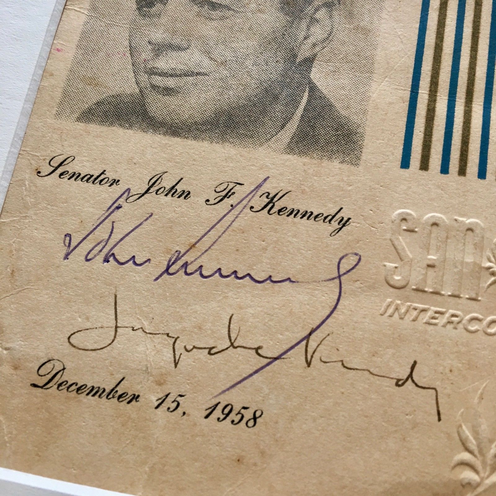 JOHN F. KENNEDY * JACQUELINE KENNEDY Scarce AUTOGRAPH Duo Signed * JFK 1958