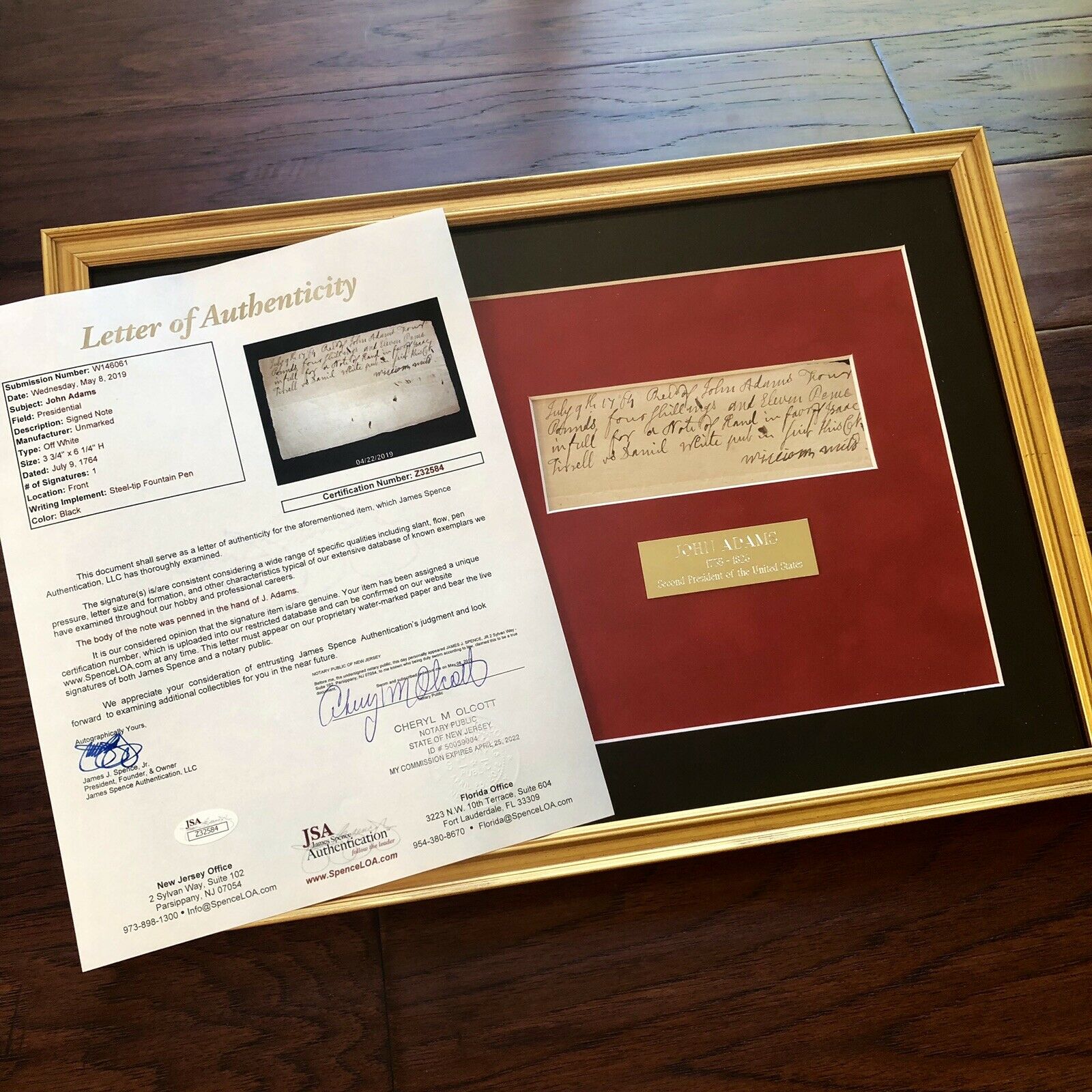 JOHN ADAMS * JSA COA * Scarce AUTOGRAPH Handwritten Note SIGNED * 2nd President