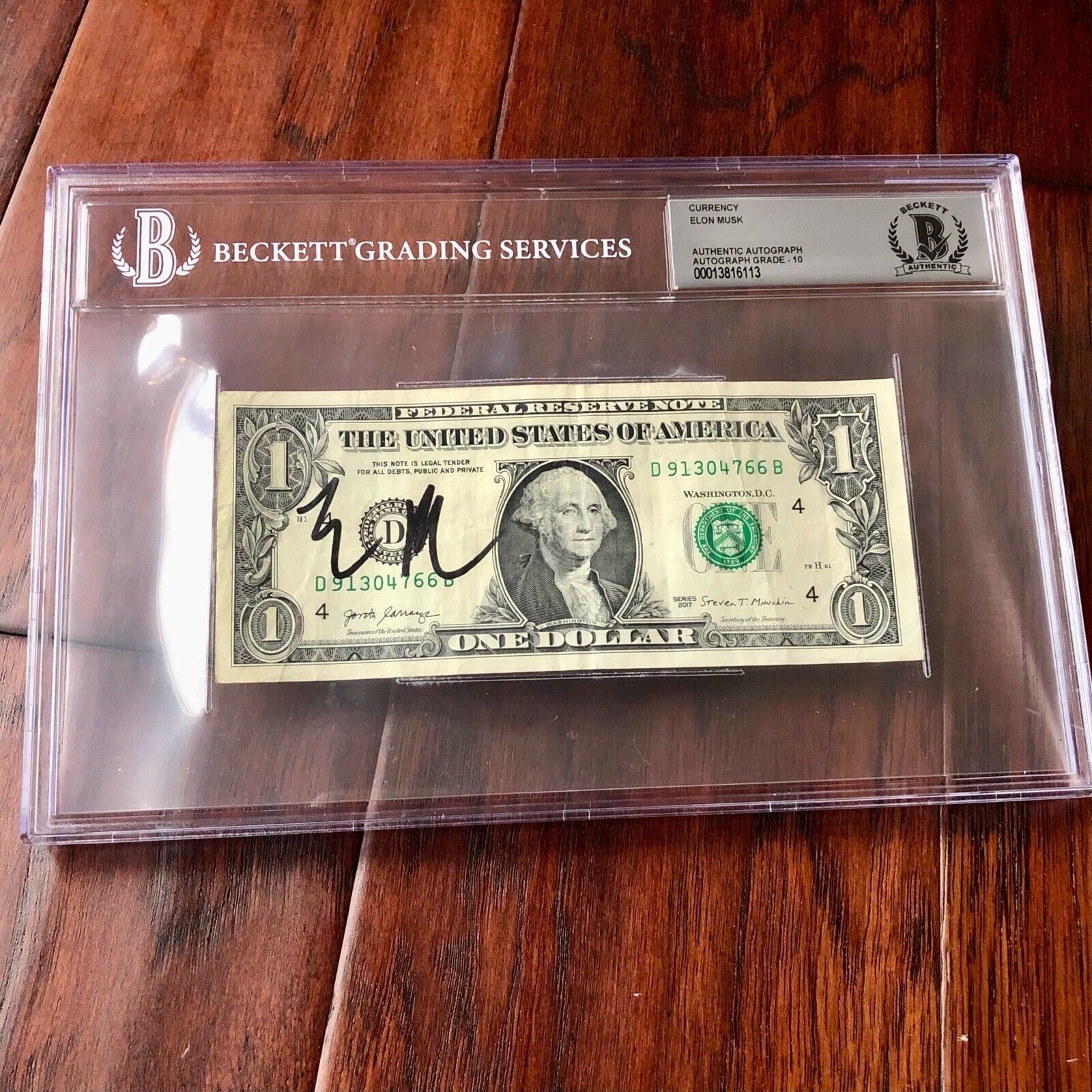 ELON MUSK * BAS Beckett * Graded 10 Autograph Dollar Bill Signed *