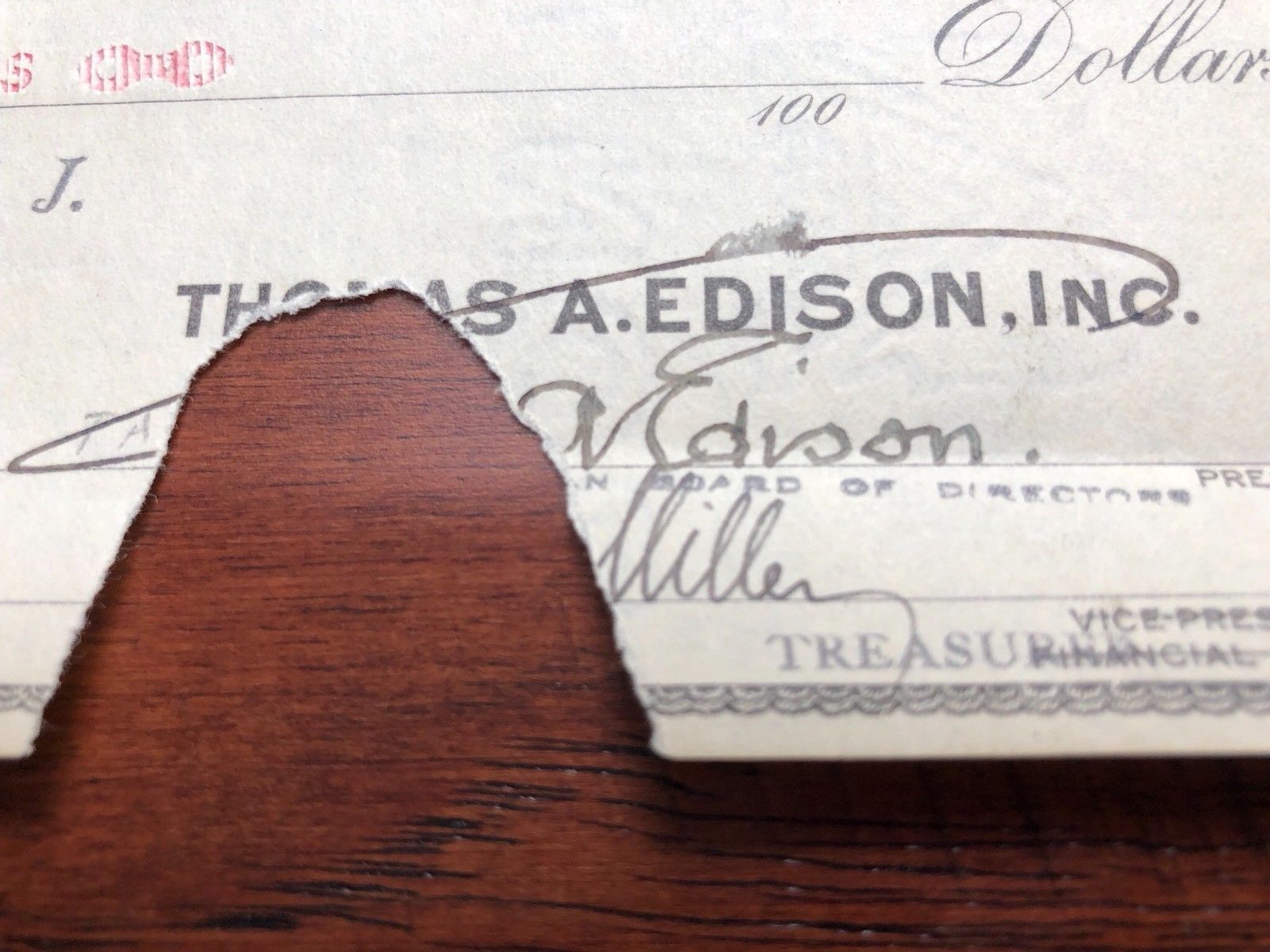 THOMAS A. EDISON * PSA/DNA * $100,000 Hand SIGNED Check * AUTOGRAPH