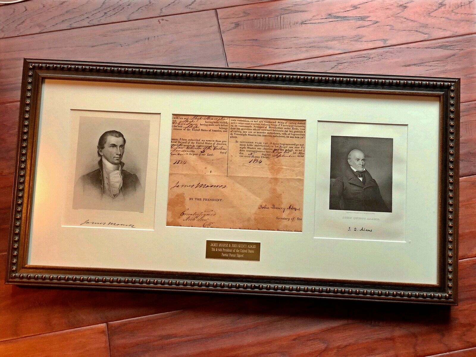 JAMES MONROE & JOHN QUINCY ADAMS * BAS * AUTOGRAPH Partial Patent SIGNED