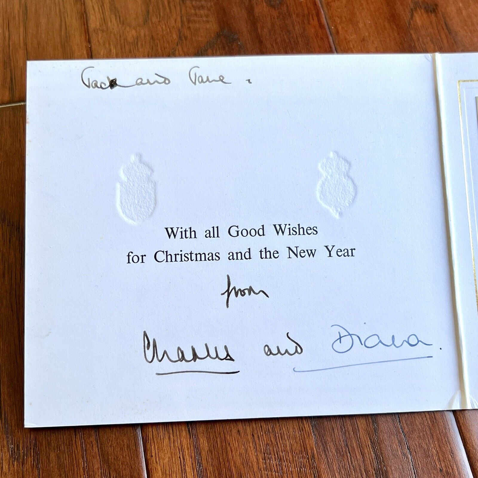 PRINCESS DIANA and KING CHARLES III * JSA * Signed 1982 Christmas Card Autograph