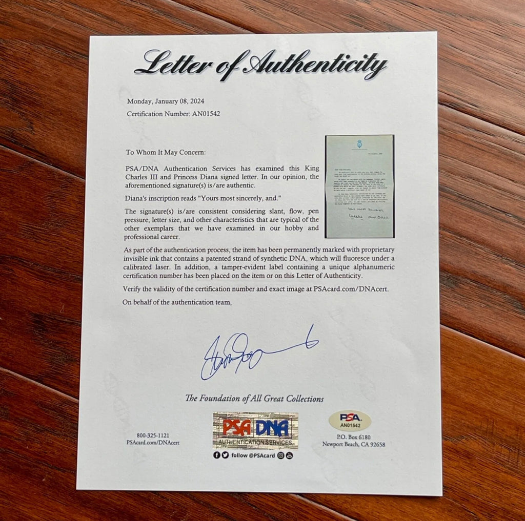 PRINCESS DIANA & KING CHARLES * PSA * Autograph WEDDING GIFT Letter Signed 1981