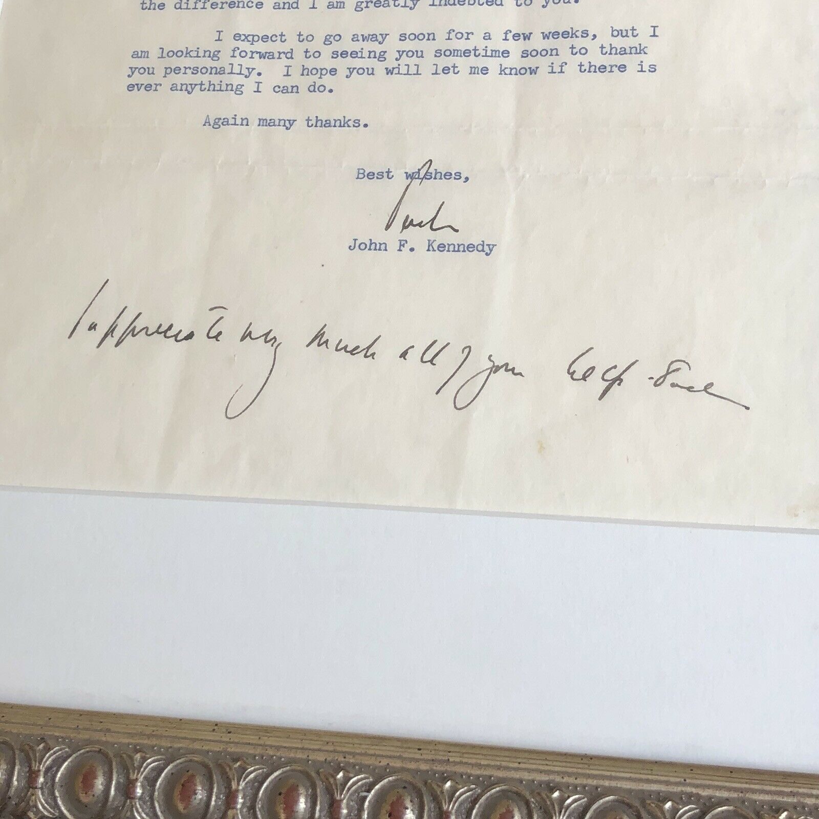 JOHN F. KENNEDY * JSA LOA * Twice 2x Signed Letter With Handwritten Postscript
