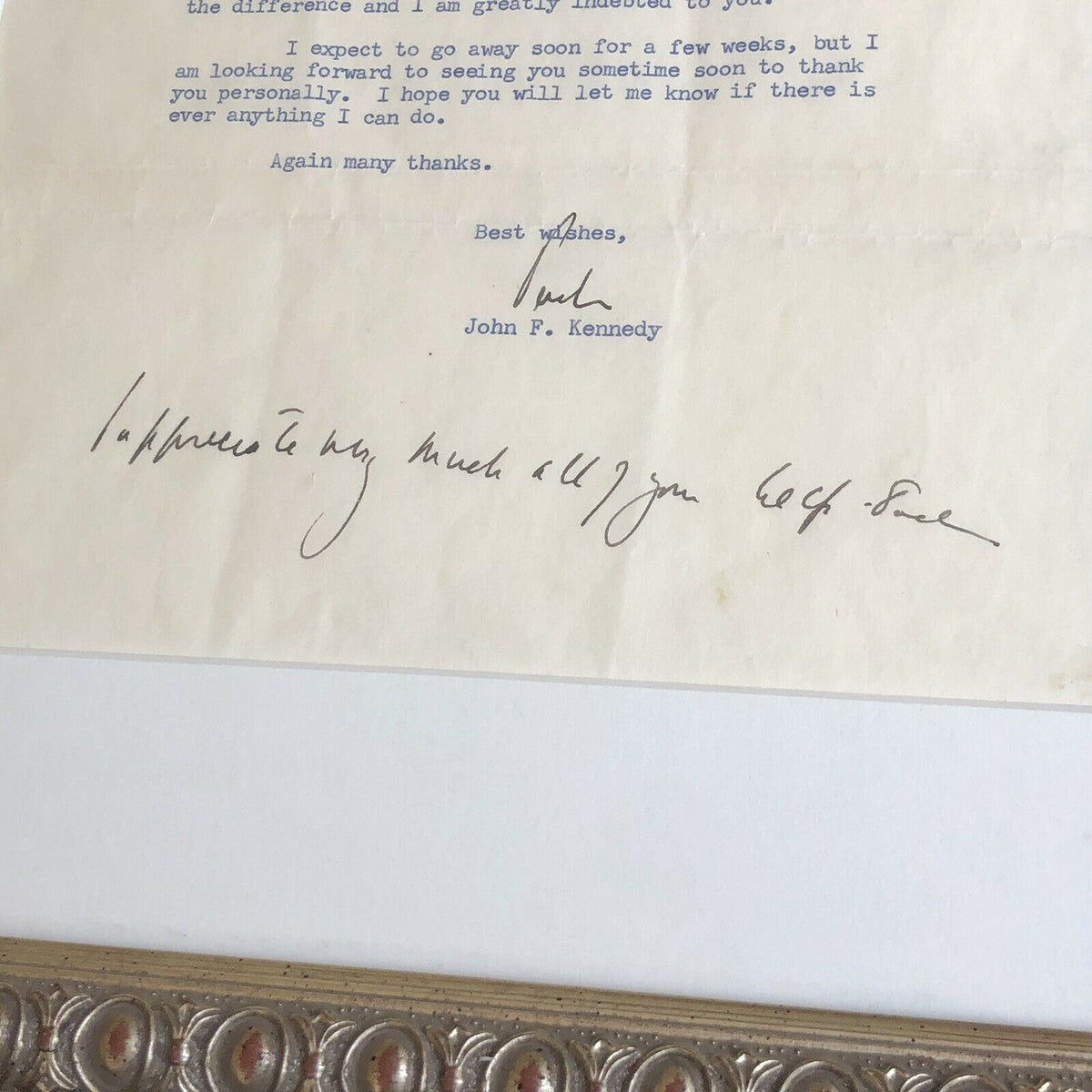 JOHN F. KENNEDY * JSA LOA * Twice 2x Signed Letter With Handwritten Postscript