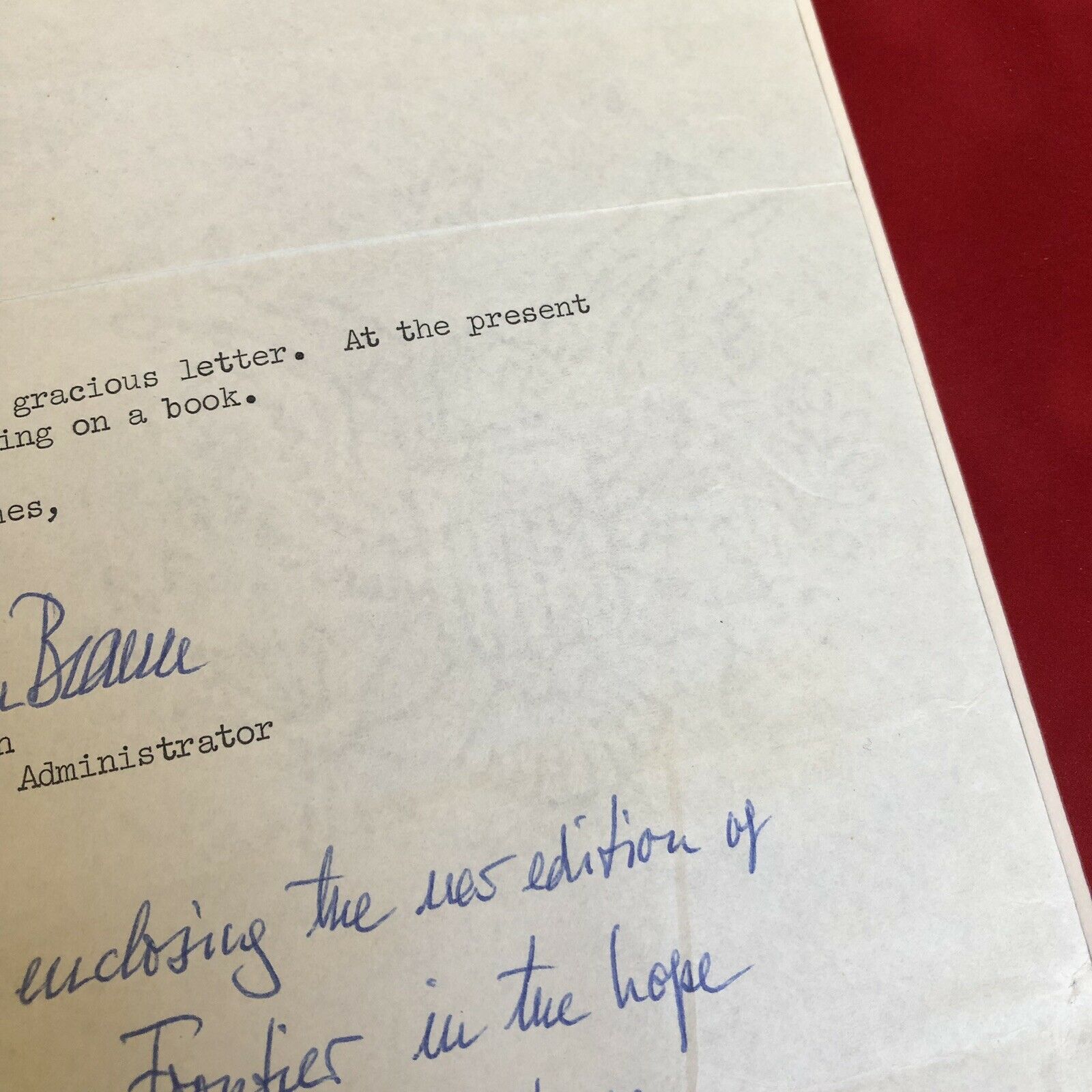 WERNHER VON BRAUN * Signed "Space Frontier" NASA Letter Postscript * Autograph