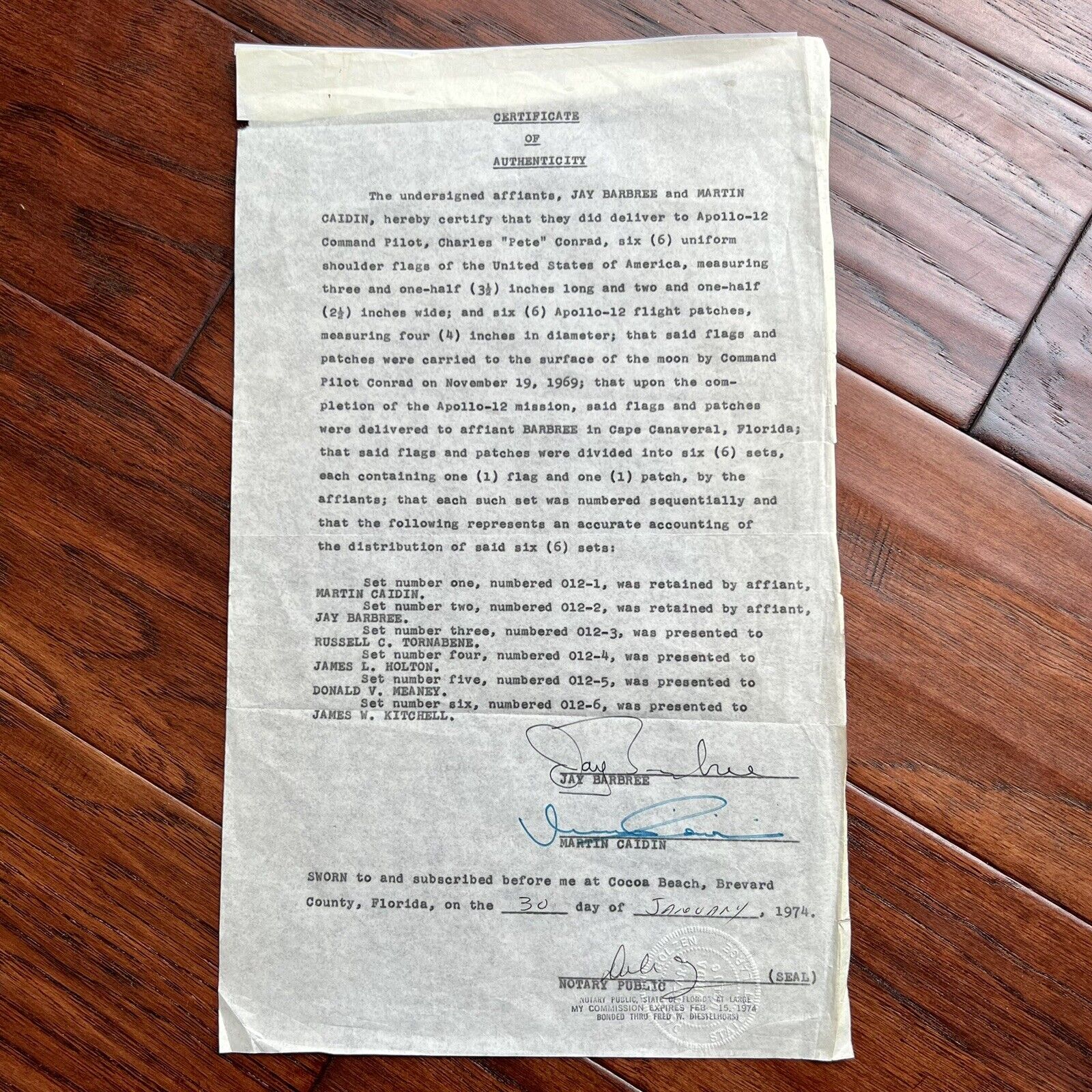 APOLLO 12 * CAG * Lunar Surface Flown Flag Patch Carried by Charles Conrad