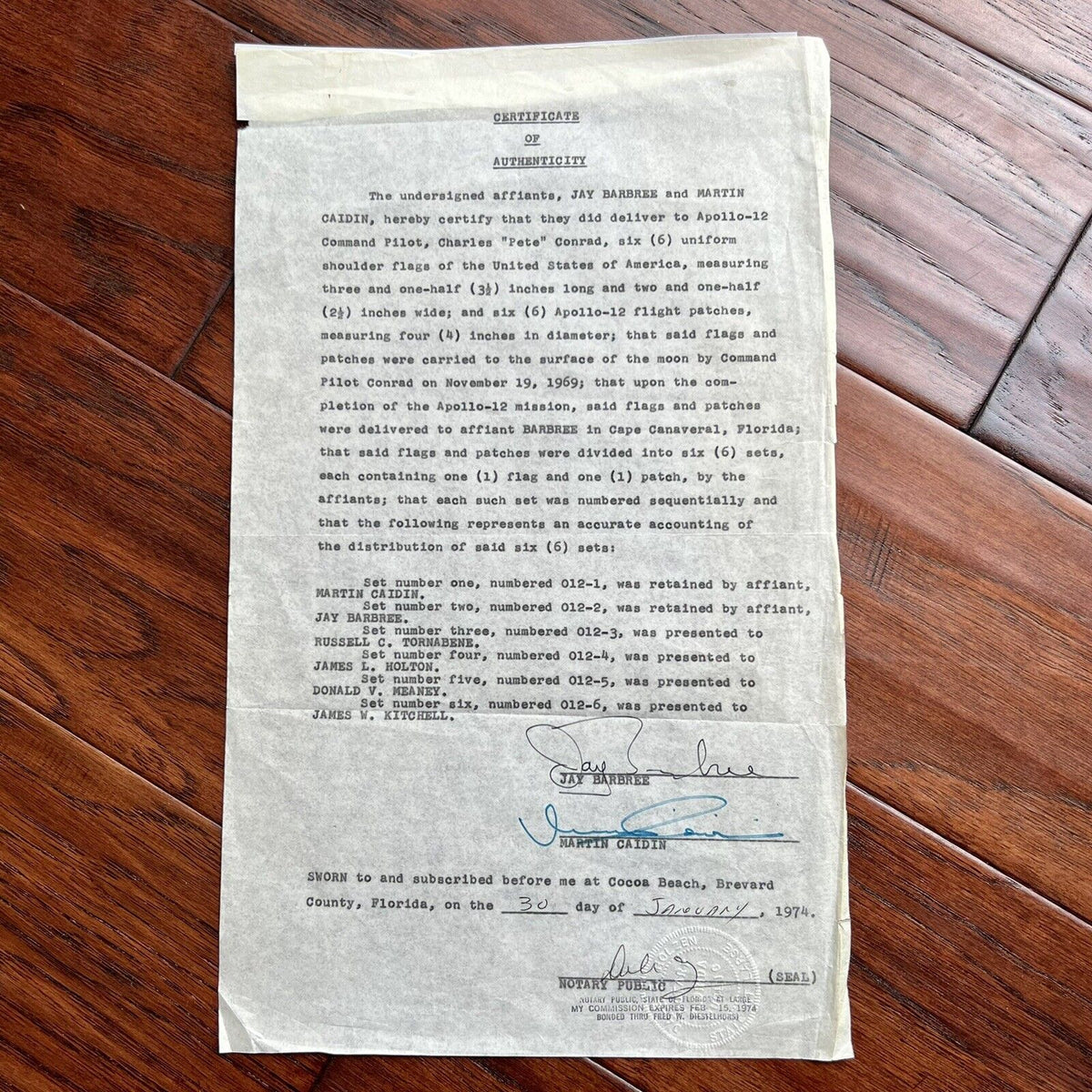 APOLLO 12 * CAG * Lunar Surface Flown Flag Patch Carried by Charles Conrad
