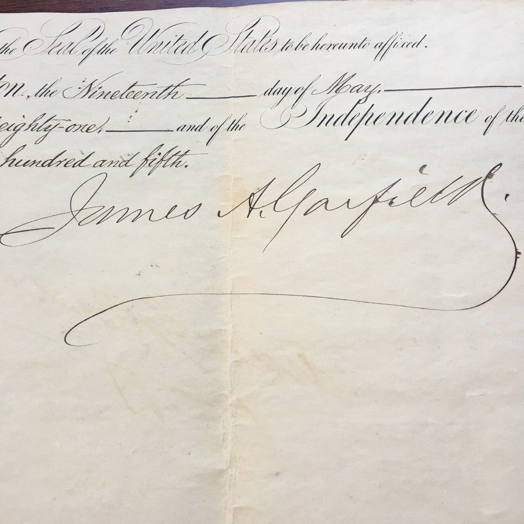 JAMES A. GARFIELD * Scarce AUTOGRAPH AS PRESIDENT * Partial SIGNED Appointment