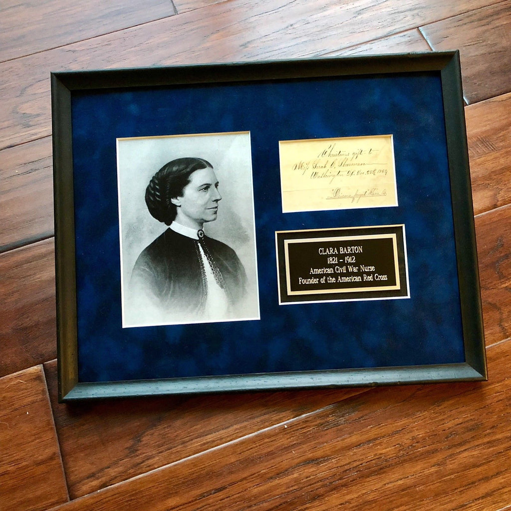 CLARA BARTON * EARLY * Authentic AUTOGRAPH Christmas Day Card SIGNED * Red Cross
