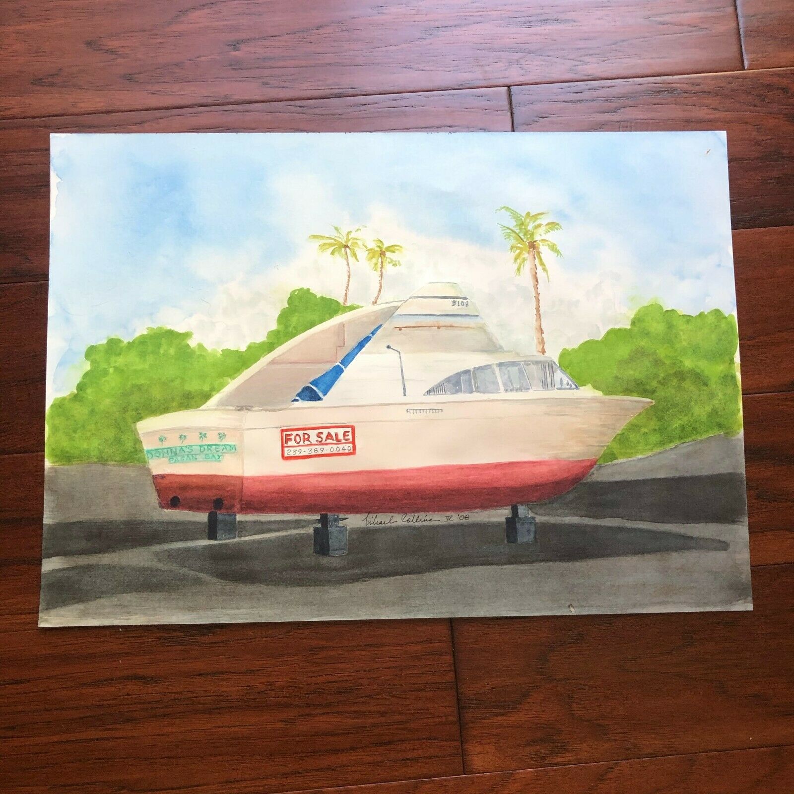 MICHAEL COLLINS * Nova Space COA * Original Watercolor Painting * Apollo 11