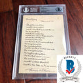 THOMAS EDISON * BAS Beckett Slabbed Autograph * Lengthy Handwritten Poem Signed