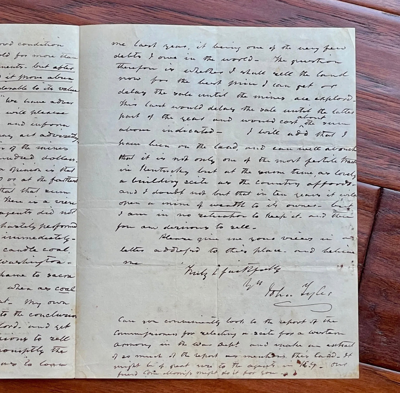 JOHN TYLER * PSA * Autograph Letter Signed Seeks Banker's Advice on Land Deal